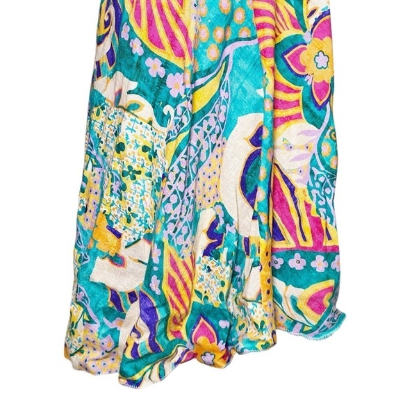 Vasna Multicolored Midi Flutter Sleeve Collar Sundress - Picture 6 of 16